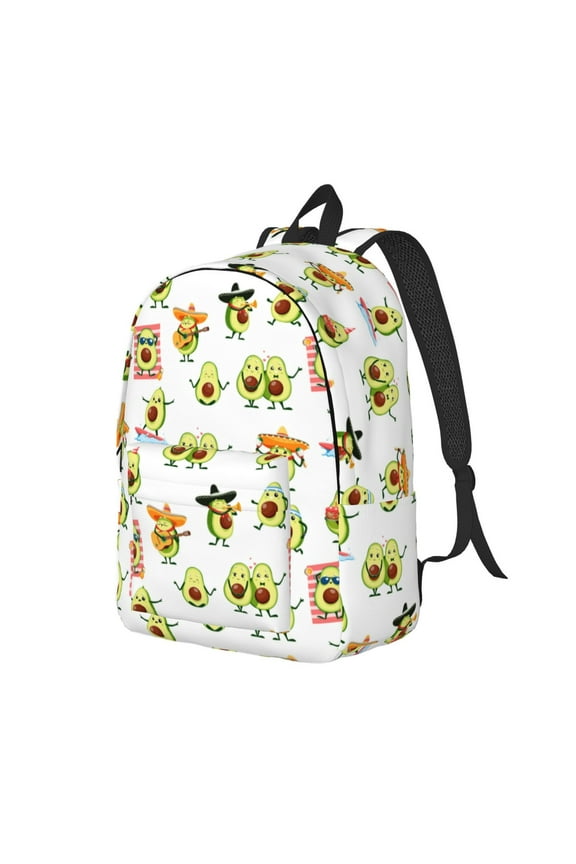 Kawaii Mexican Avocado Pattern Durable Canvas Backpack for Men & Women – Stylish & Lightweight – Adjustable Straps, Multiple Pockets – Fits 15-17 Inch LaptopsSmall