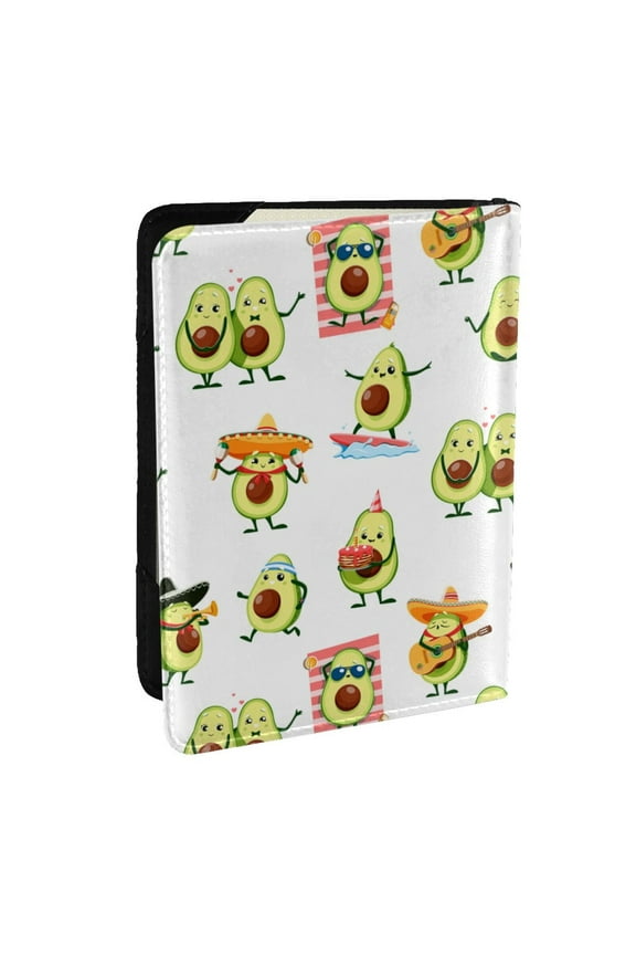 Kawaii Mexican Avocado Pattern Passport Holder Wallet Leather Mulit-purpose Travel Wallet Credit Cards Case ,Passport Cover for Women Men-6.5 in