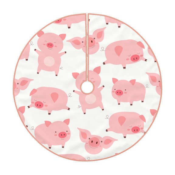 Rateoe Kawaii Pigs Pattern Christmas Tree Skirt with Ties , Christmas Tree Decorations, Farmhouse Christmas Decor Xmas Holiday Decorations-48"