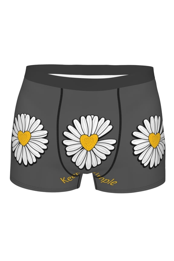 Keep Life Simple Daisy Flower Mens Boxer Briefs Poly Spandex Performance Boxer Briefs Underwear Hem Boxer Briefs - Medium