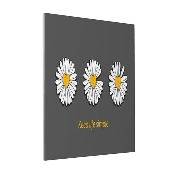 Rateoe Keep Life Simple Daisy Flower Pattern Decorative Picture – Unique Modern Wall Art, Ready-to-Hang Canvas Print for Home (Vertical)