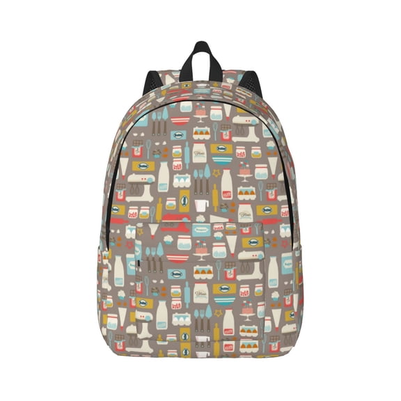 Rateoe Kitchen Food Pattern Canvas College Laptop Backpack,Travel Daypack,Durable Rucksack Travel Notebook Bag School Backpack Book Bag for Men Women-Medium