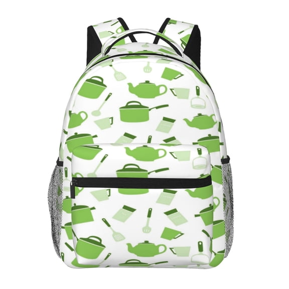Rateoe Kitchen Utensiles Cooking Pots Pattern Casual Backpack for School, Work, Travel Adjustable Straps, Multiple Compartments Ergonomic Design, Fits Laptops and Tablets