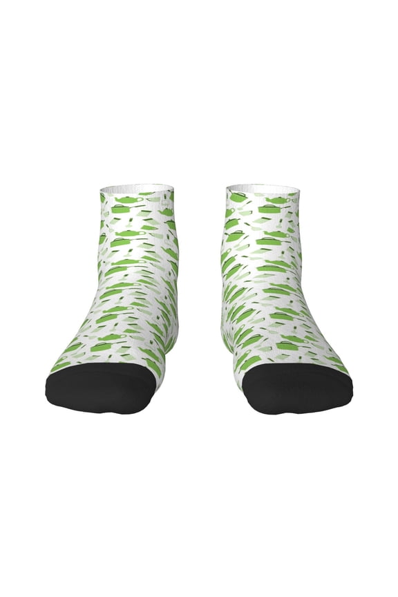Kitchen Utensiles Cooking Pots Pattern Quarter Crew Socks,Toe Seamed Ankle Socks,Cotton Cushioned Breathable Athletic Crew Sports Socks