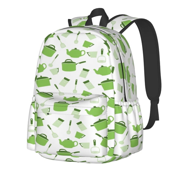Rateoe Kitchen Utensiles Cooking Pots Pattern Student Backpack,Backpack for School,Lightweight Bag,Travel Backpack,Outdoor Backpack,Large Capacity Backpack