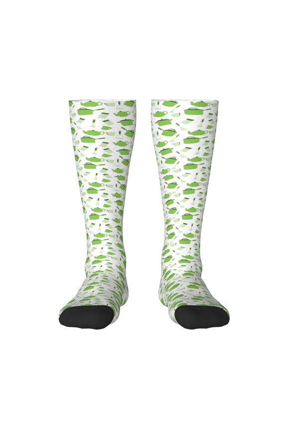 Kitchen Utensiles Cooking Pots Pattern Women’s Knee High Crew Socks,Trouser Socks Comfortable, Breathable, Moisture-Wicking and Soft