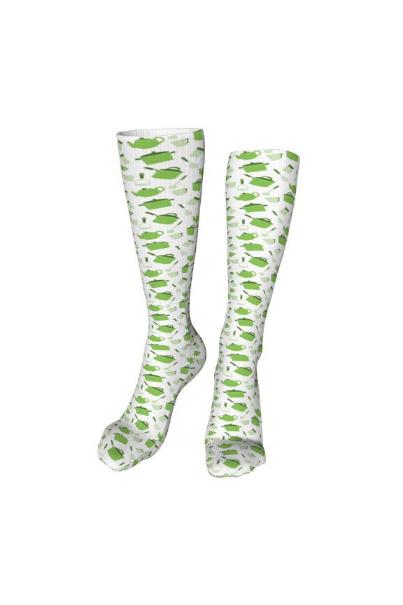 Kitchen Utensiles Cooking Pots print Women's Men's Novelty 20in Crew Socks Cotton Socks Knee High Socks for Walking,Running,Nurses,Pregnancy-One Size