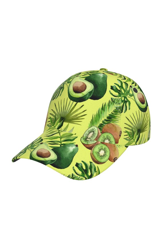 Kiwi and Avocado Pattern Mens Baseball Cap  Adjustable Curved Brim Hat, Soft Cotton Sports Cap for Outdoor, Casual, and Everyday Wear, Comfortable & Breathable