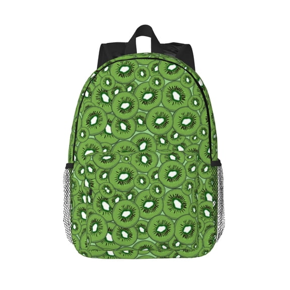 Rateoe Kiwi Fruit Pattern Student Backpack Water-resistant Backpack 15-inch Laptop Backpack Lightweight Adjustable School Backpack
