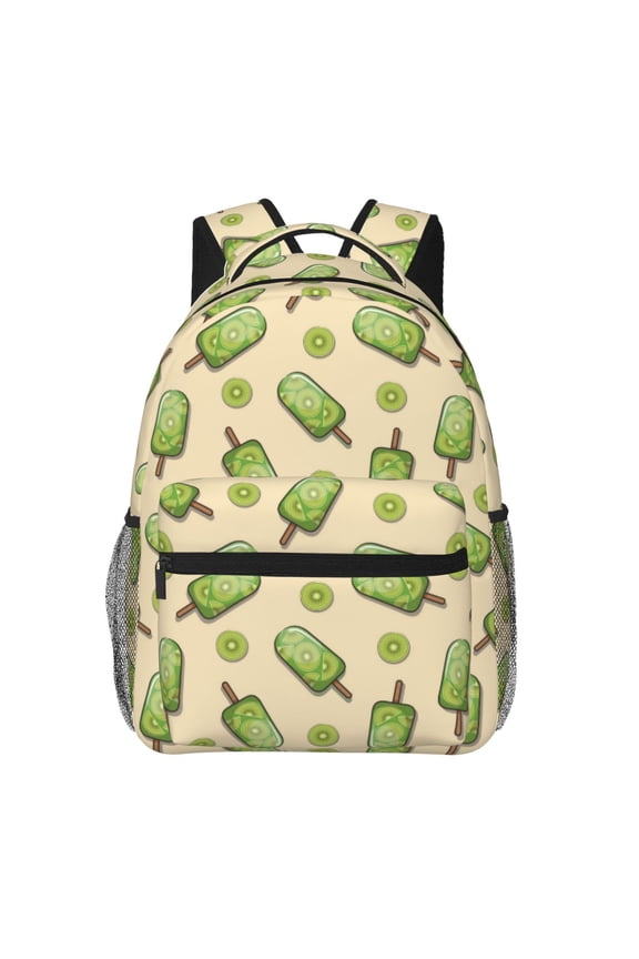 Kiwi Ice Cream Pattern Casual Backpack for School, Work, Travel Adjustable Straps, Multiple Compartments Ergonomic Design, Fits Laptops and Tablets