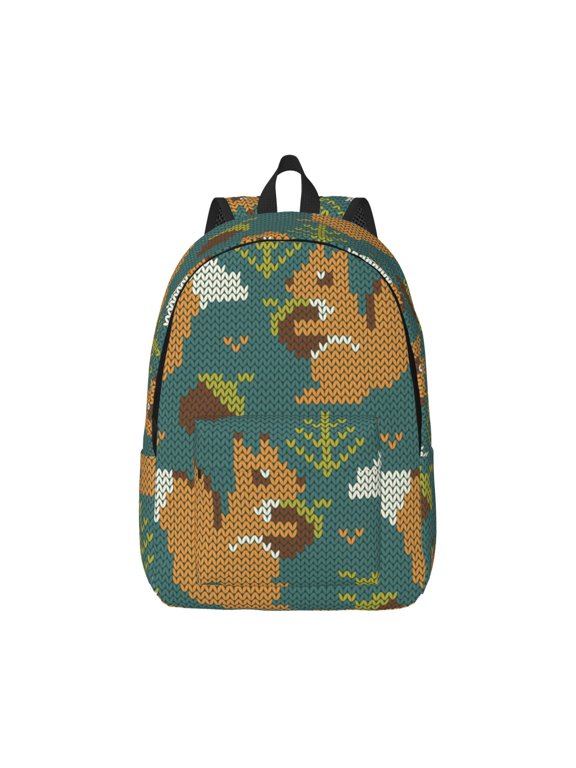 Knitted Woodland Squirrel Pattern Canvas College Laptop Backpack,Travel Daypack,Durable Rucksack Travel Notebook Bag School Backpack Book Bag for Men Women-Medium