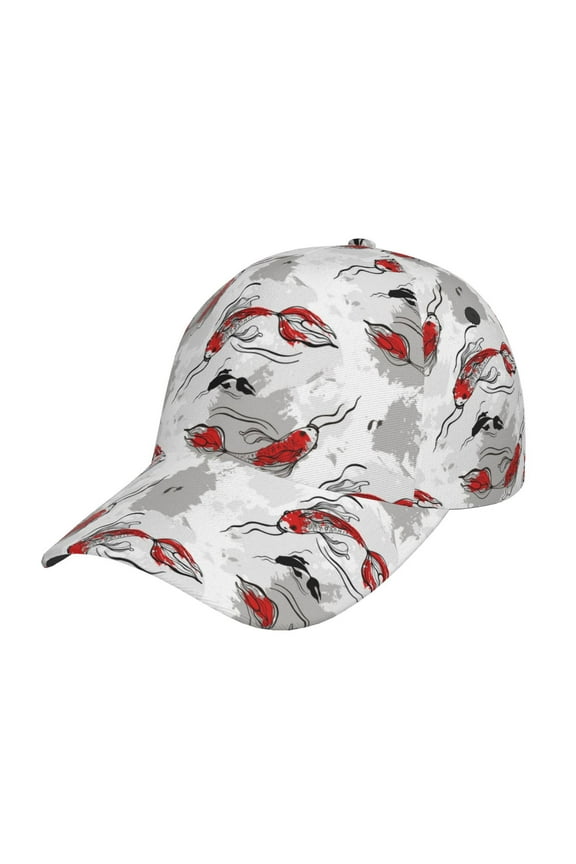 Koi Fish Pattern Baseball Cap Outdoor Cap Mountain Dad Hat - Unstructured Soft Cotton Cap-Adjustable UV Protection Cap