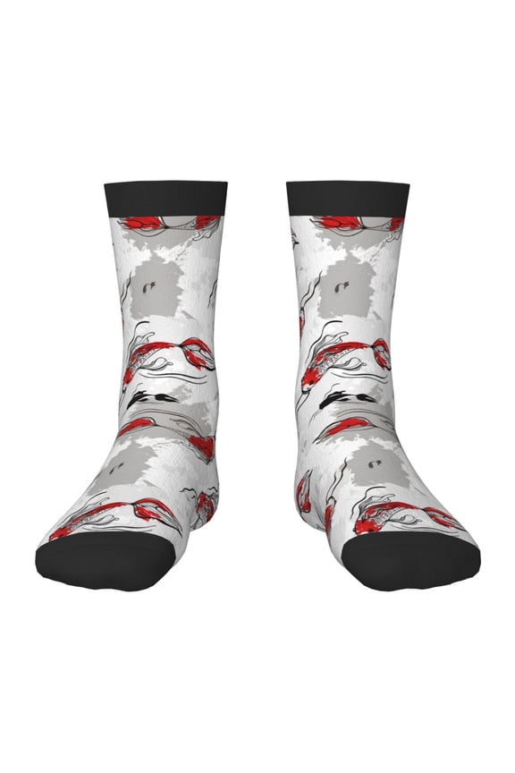 Koi Fish Pattern Children's Socks, Socks Gifts ,kids Crew Soft Cotton Socks , Moisture-Wicking, Durable, Ideal for Daily Wear & Sports
