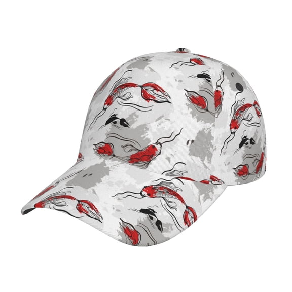 Rateoe Koi Fish Pattern Men’s Baseball Cap – Adjustable Curved Brim Hat, Soft Cotton Sports Cap for Outdoor, Casual, and Everyday Wear, Comfortable & Breathable