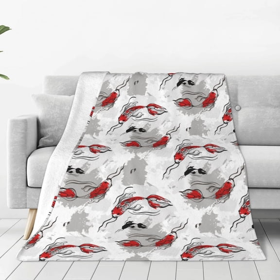 Rateoe Koi Fish Print Fuzzy Fleece Throw Blanket Extra Large,Super Soft,Fluffy and Warm Blankets for Couch,Bed,All Season Use (60"x50")