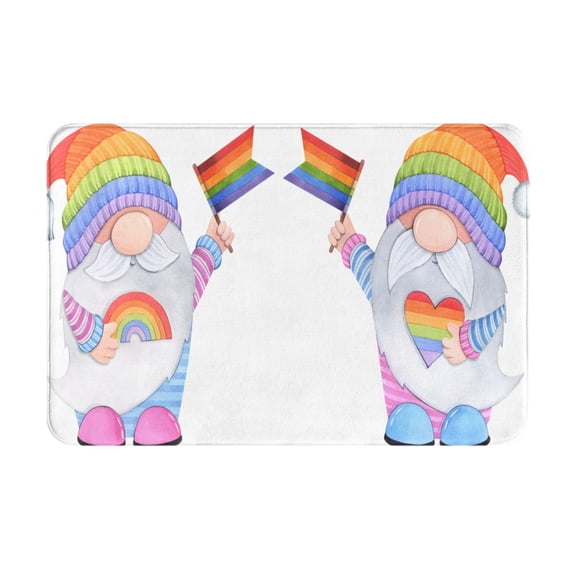 Rateoe LGBT Gnomes Pattern Flannel Door Mat Indoor Outdoor Entrance, Waterproof All-Weather Doormat,Fade Resistant, Low Profile Entryway Mat 16x24in