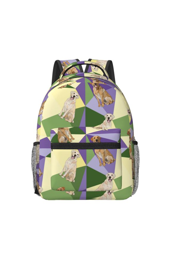 Labrador Retriever Dog Pattern Durable Student Backpack Laptop Bag- Ergonomic Design, Waterproof Twill Fabric - Ideal for School, Travel, and Outdoor Activities