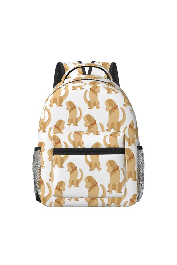 Labrador Retriever Dog Pattern Durable Student Backpack Laptop Bag- Ergonomic Design, Waterproof Twill Fabric - Ideal for School, Travel, and Outdoor Activities