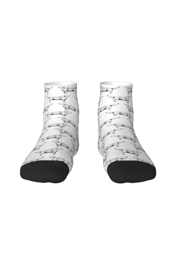 Labrador Retriever Dog Pattern Quarter Crew Socks,Toe Seamed Ankle Socks,Cotton Cushioned Breathable Athletic Crew Sports Socks