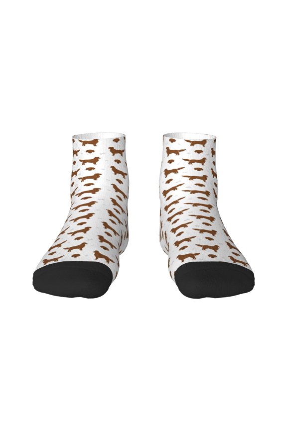 Labrador Retriever Dog Pattern Quarter Crew Socks,Toe Seamed Ankle Socks,Cotton Cushioned Breathable Athletic Crew Sports Socks
