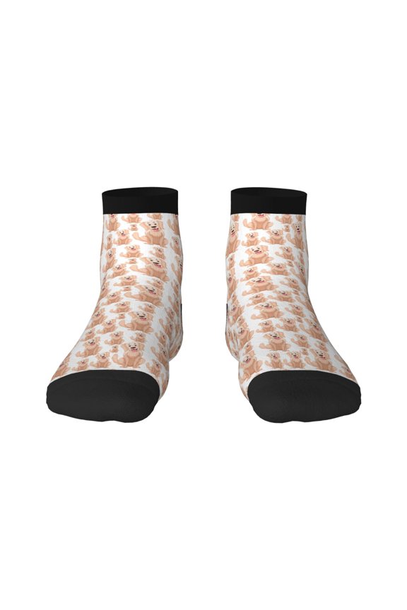 Labrador Retriever Dog Pattern Quarter Crew Socks,Toe Seamed Ankle Socks,Cotton Cushioned Breathable Athletic Crew Sports Socks