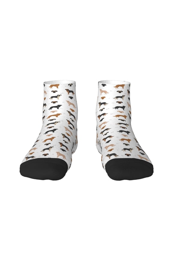 Labrador Retriever Dog Pattern Quarter Crew Socks,Toe Seamed Ankle Socks,Cotton Cushioned Breathable Athletic Crew Sports Socks
