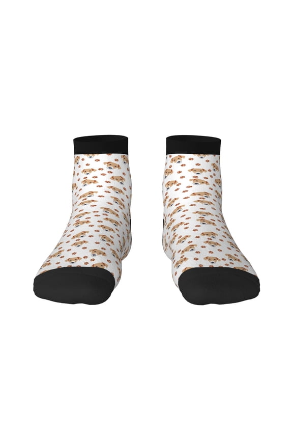 Labrador Retriever Dog Pattern Quarter Crew Socks,Toe Seamed Ankle Socks,Cotton Cushioned Breathable Athletic Crew Sports Socks