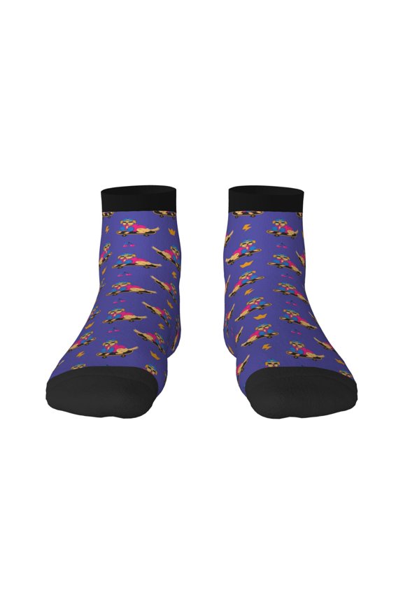 Labrador Retriever Dog Pattern Quarter Crew Socks,Toe Seamed Ankle Socks,Cotton Cushioned Breathable Athletic Crew Sports Socks
