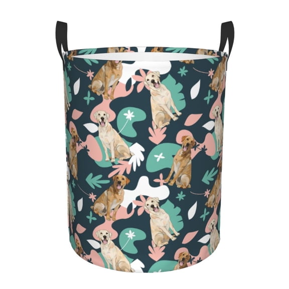 Rateoe Labrador Retriever Dog Pattern Round Laundry Hamper Basket, Tall Hamper Basket for Blanket Storage, Nursery Clothes Hamper for Laundry in Bedroom and College Dorm-Small