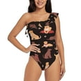 thumbnail image 1 of Rateoe Labrador Retriever Dog Pattern Women One Piece Swimsuits Tummy Control One Shoulder Bathing Suits Ruffle Swimwear-Medium, 1 of 6