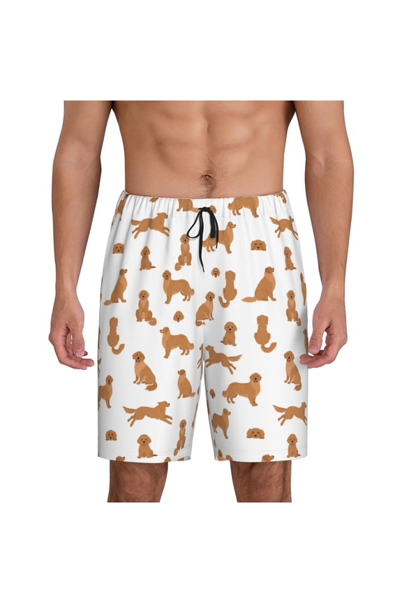 Labrador Retriever Dog Print Men's Lounge Shorts – Soft & Breathable Pajama Bottoms with Pockets, Elastic Waistband, Lightweight Sleepwear for Nightwear & Loungewear-