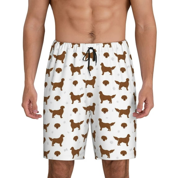 Rateoe Labrador Retriever Dog Print Men's Lounge Shorts – Soft & Breathable Pajama Bottoms with Pockets, Elastic Waistband, Lightweight Sleepwear for Nightwear & Loungewear-XX-Large