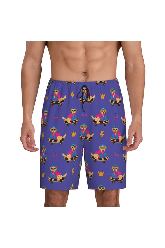 Labrador Retriever Dog Print Men's Lounge Shorts – Soft & Breathable Pajama Bottoms with Pockets, Elastic Waistband, Lightweight Sleepwear for Nightwear & Loungewear-Large