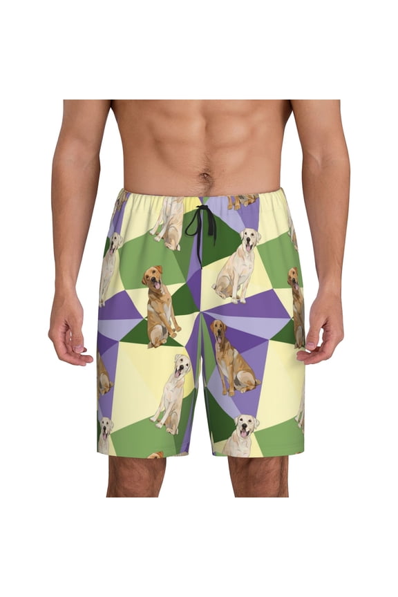 Labrador Retriever Dog Print Men's Lounge Shorts – Soft & Breathable Pajama Bottoms with Pockets, Elastic Waistband, Lightweight Sleepwear for Nightwear & Loungewear-Medium