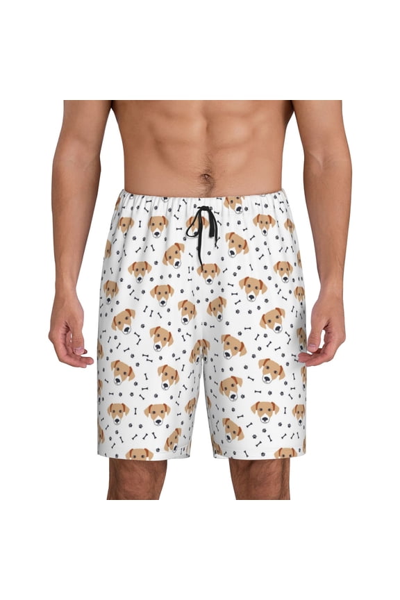 Labrador Retriever Dog Print Men's Lounge Shorts – Soft & Breathable Pajama Bottoms with Pockets, Elastic Waistband, Lightweight Sleepwear for Nightwear & Loungewear-Medium