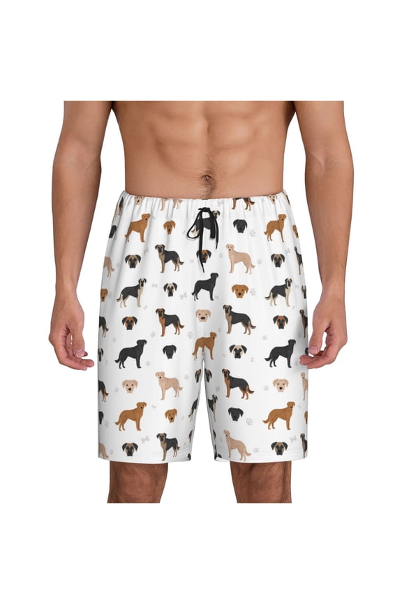 Labrador Retriever Dog Print Men's Lounge Shorts – Soft & Breathable Pajama Bottoms with Pockets, Elastic Waistband, Lightweight Sleepwear for Nightwear & Loungewear-Large