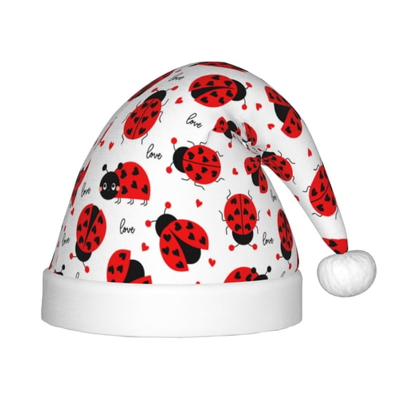 Rateoe Ladybug And Heart Santa Hat Confortable Christmas Hat for Christmas Party Favors Fit for Kids