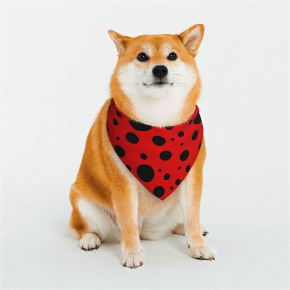Rateoe Ladybug Pattern Print Pet Scarf for Dogs and Cats – Stylish Reflective Design, Breathable & Durable Pet Bandana with Quick-Release Buckle-Medium