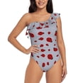 thumbnail image 1 of Rateoe Ladybug Pattern Women One Piece Swimsuits Tummy Control One Shoulder Bathing Suits Ruffle Swimwear-XX-Large, 1 of 6