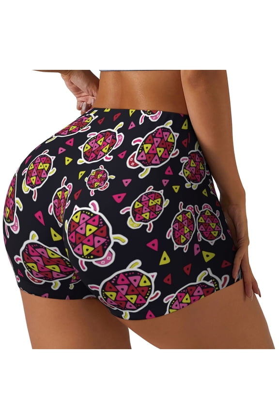 Ladybug Printed Power Workout Shorts for Women Tummy Control Squat Proof Ribbed Thick Seamless Scrunch Active Short-Medium