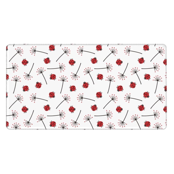Rateoe Ladybug With Dandelion Print Mouse Pad - Extended Large Gaming Mousepad,Non-Slip Stitched Edge,16x29.5 Inch