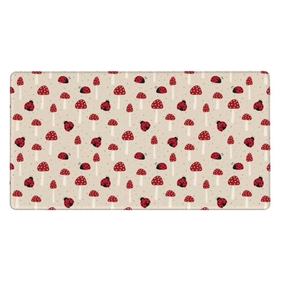 Rateoe Ladybug With Mushroom Print Mouse Pad - Extended Large Gaming Mousepad,Non-Slip Stitched Edge,16x29.5 Inch
