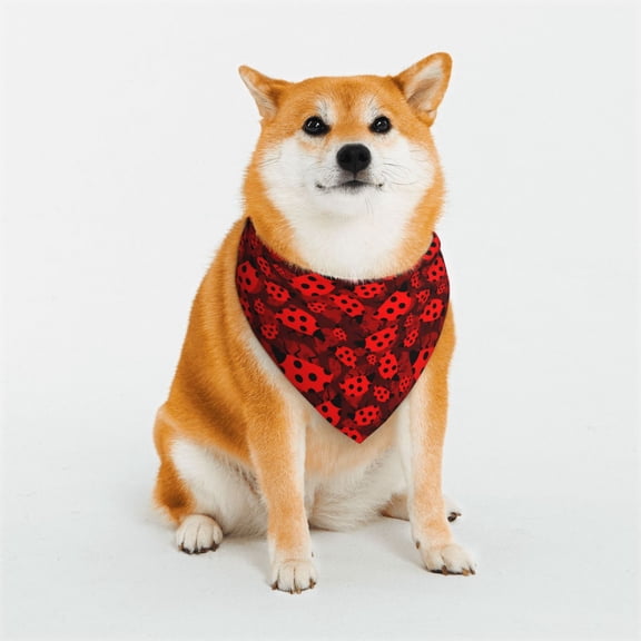 Rateoe Ladybugs 1 Print Pet Scarf for Dogs and Cats – Stylish Reflective Design, Breathable & Durable Pet Bandana with Quick-Release Buckle-Large