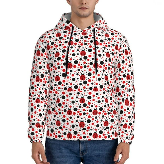 Rateoe Ladybugs 2 Pattern Mens Hoodie, Pullover Hooded Sweatshirt, Kangaroo Pocket Hoodie Ideal for Daily Wear, Travel and Home-3X-Large