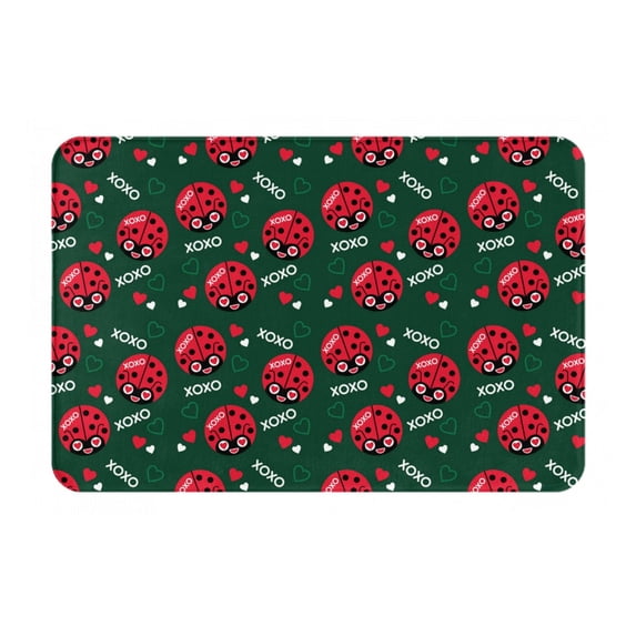 Rateoe Ladybugs In Love Pattern Flannel Door Mat Indoor Outdoor Entrance, Waterproof All-Weather Doormat,Fade Resistant, Low Profile Entryway Mat 16x24in