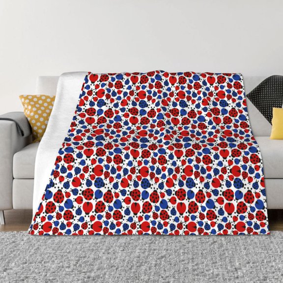Rateoe Ladybugs Pattern Flannel Throw Blanket, Ultra-soft Blanket for Bed, Couch, Car, Hypoallergenic Anti-pilling blanket-
