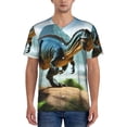 thumbnail image 1 of Rateoe Lake Forest Dinosaur A Pattern Men’s Baseball Short Sleeve Polo Shirt, Midweight Men's Shirt Golf Shirt Polo Shirts Quick Dry Short-Medium, 1 of 7