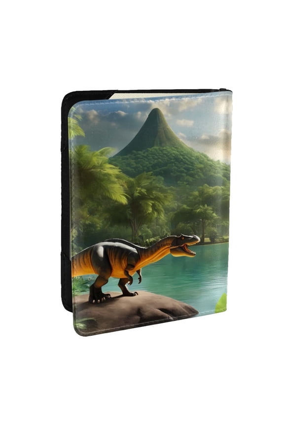 Lake Forest Dinosaur Pattern Passport Holder Wallet Leather Mulit-purpose Travel Wallet Credit Cards Case ,Passport Cover for Women Men-6.5 in