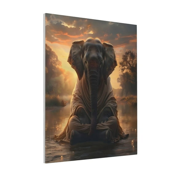 Rateoe Lake Meditating Elephant Pattern Decorative Picture – Unique Modern Wall Art, Ready-to-Hang Canvas Print for Home (Vertical)