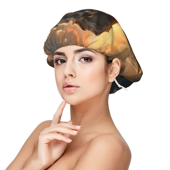 Rateoe Lake Meditating Elephant Pattern Silk Satin Hair Bonnet for Sleeping, Adjustable Sleep Cap Turban for Women , Curly Straight Hair Long Large Braid